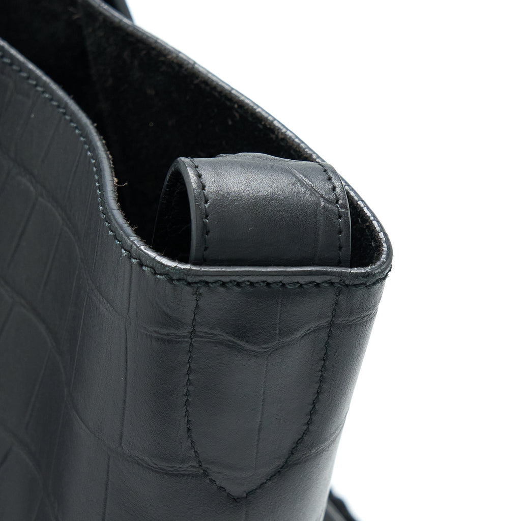 LARGE PHANTOM LUGGAGE BAG CROC-EMBOSSED CALFSKIN BLACK