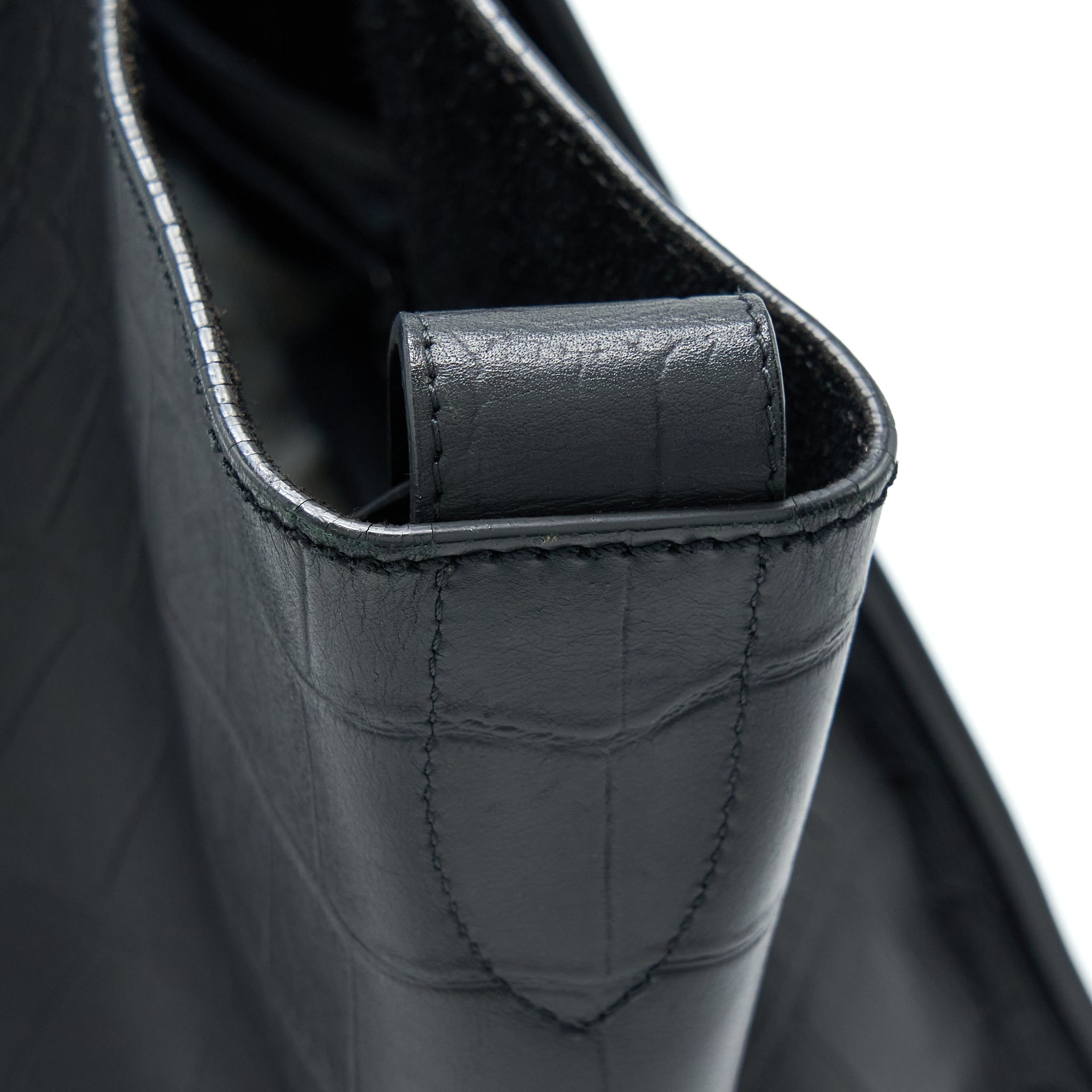 LARGE PHANTOM LUGGAGE BAG CROC-EMBOSSED CALFSKIN BLACK