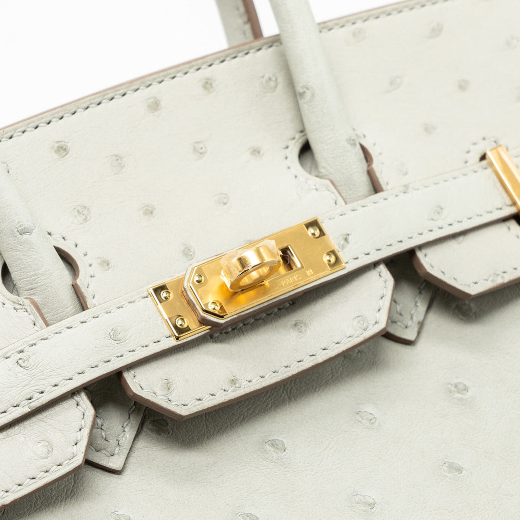 HERMES BIRKIN 25 OSTRICH GRIS PERLE GHW