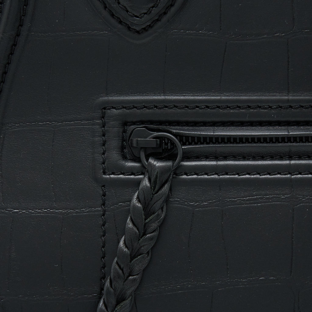 LARGE PHANTOM LUGGAGE BAG CROC-EMBOSSED CALFSKIN BLACK