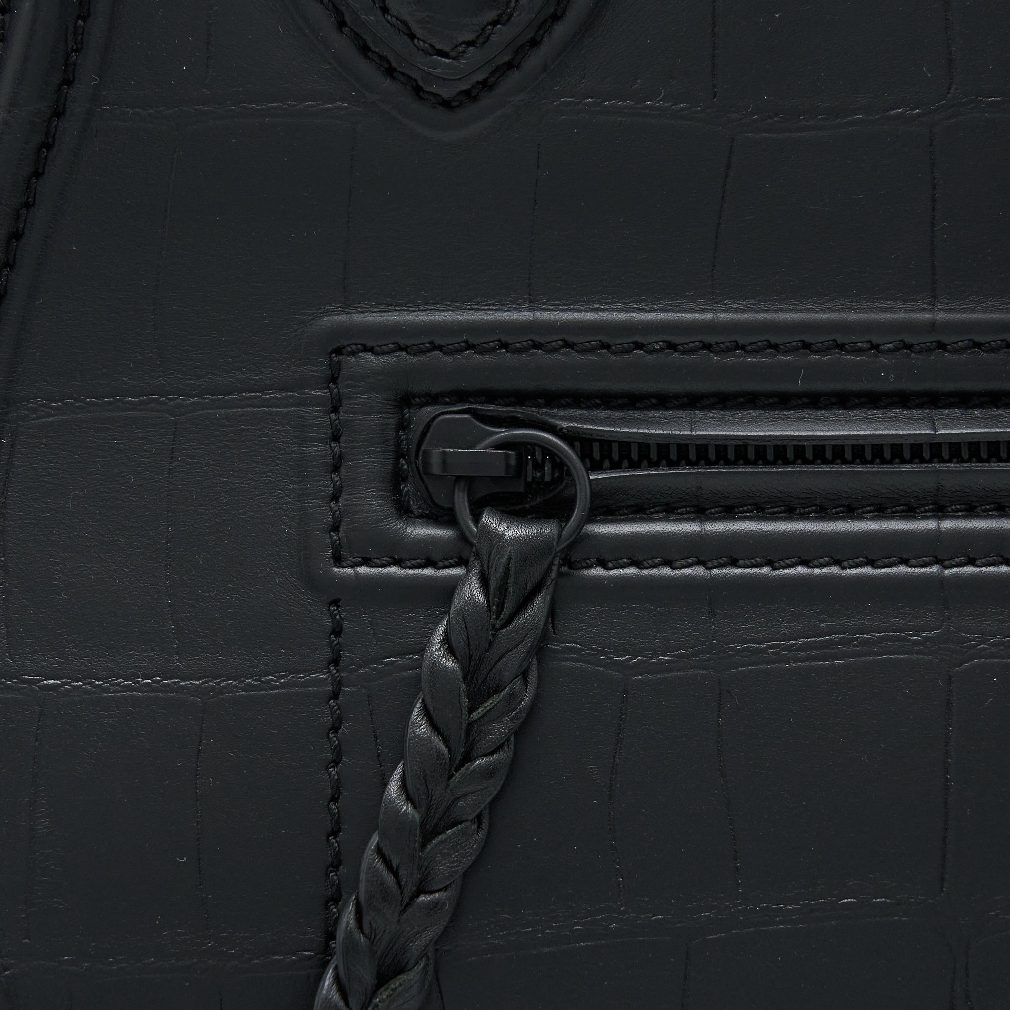 LARGE PHANTOM LUGGAGE BAG CROC-EMBOSSED CALFSKIN BLACK