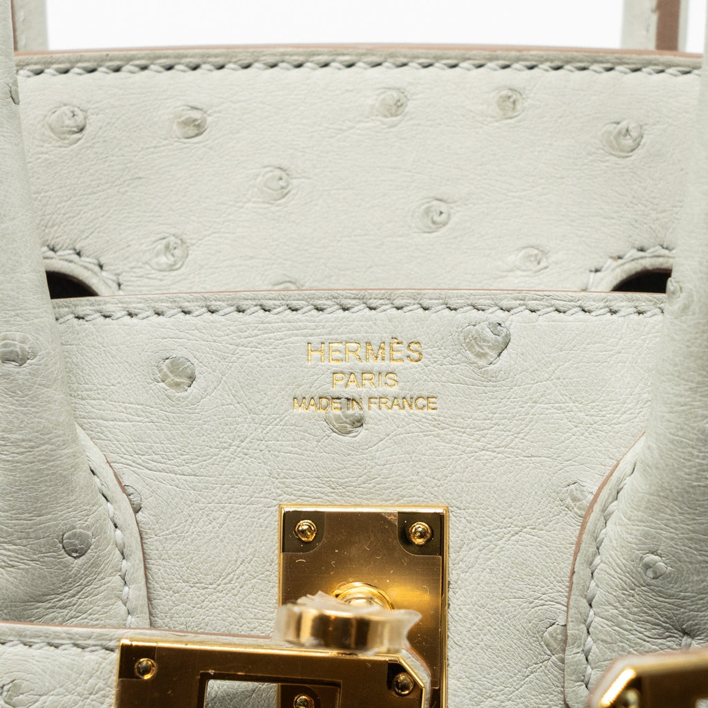 HERMES BIRKIN 25 OSTRICH GRIS PERLE GHW