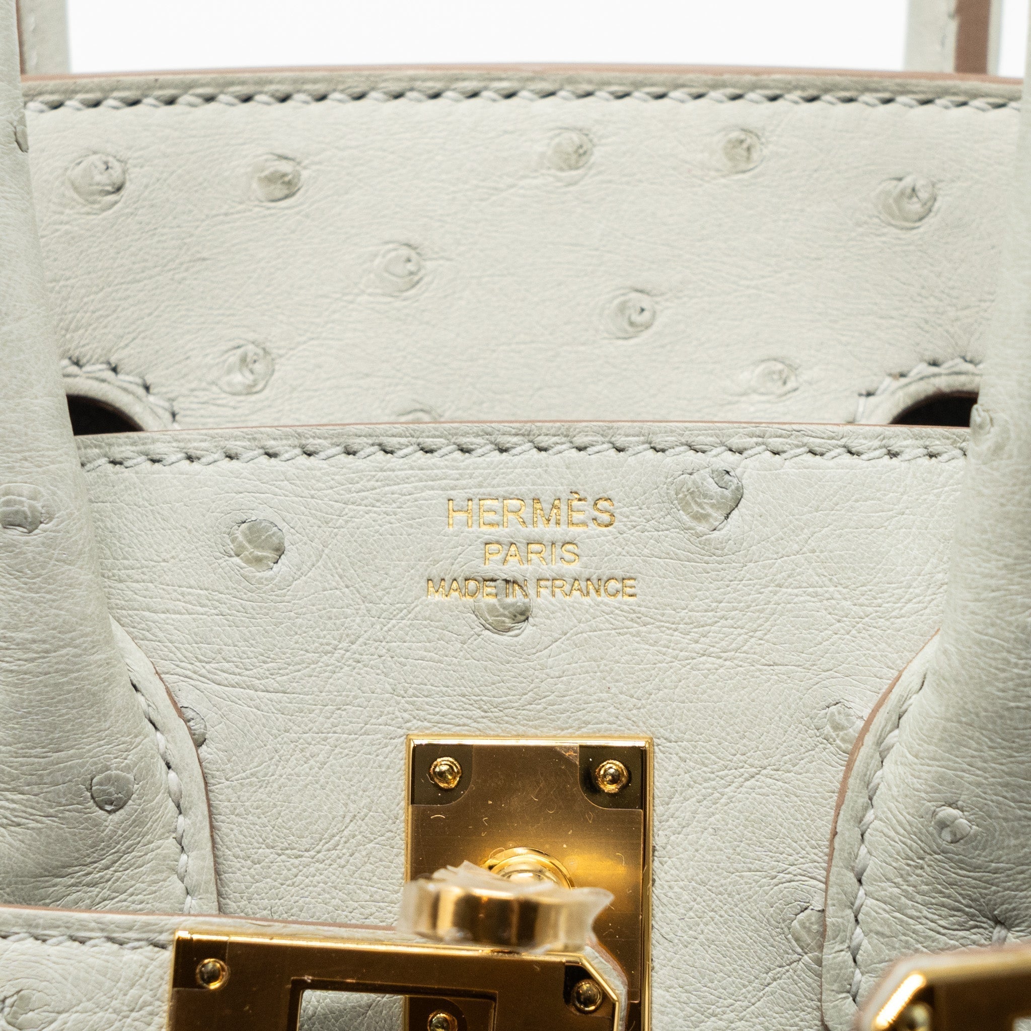 HERMES BIRKIN 25 OSTRICH GRIS PERLE GHW