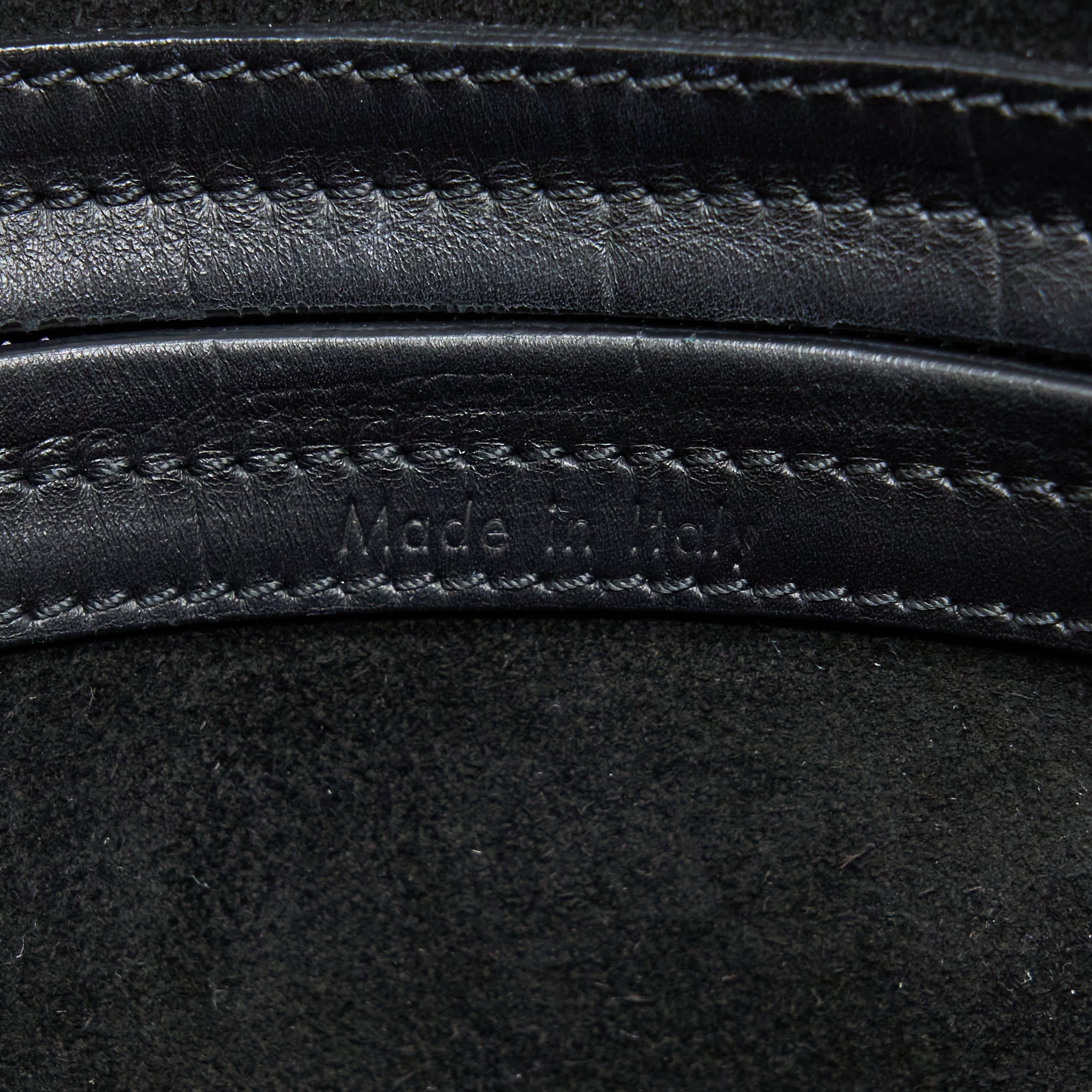 LARGE PHANTOM LUGGAGE BAG CROC-EMBOSSED CALFSKIN BLACK