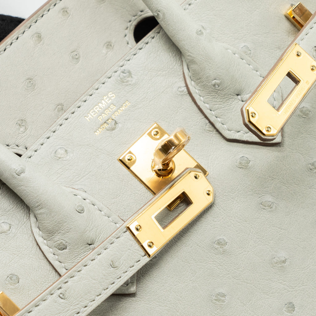 HERMES BIRKIN 25 OSTRICH GRIS PERLE GHW