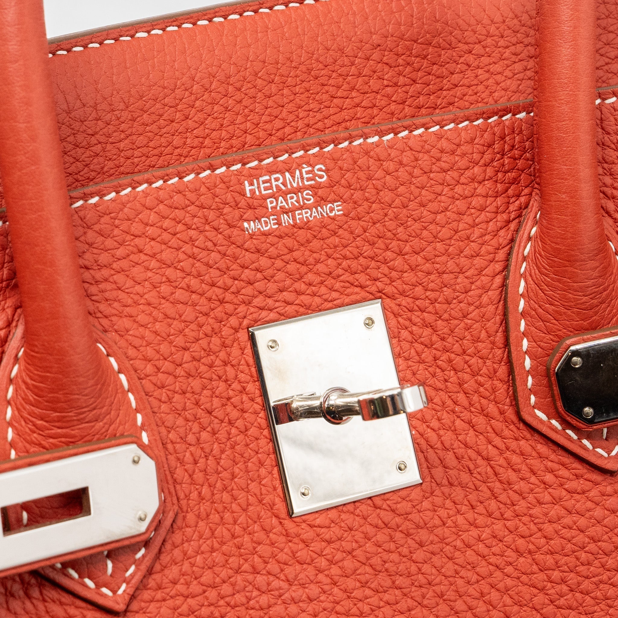 HERMES BIRKIN 35 TOGO SANGUINE / BLANC SHW