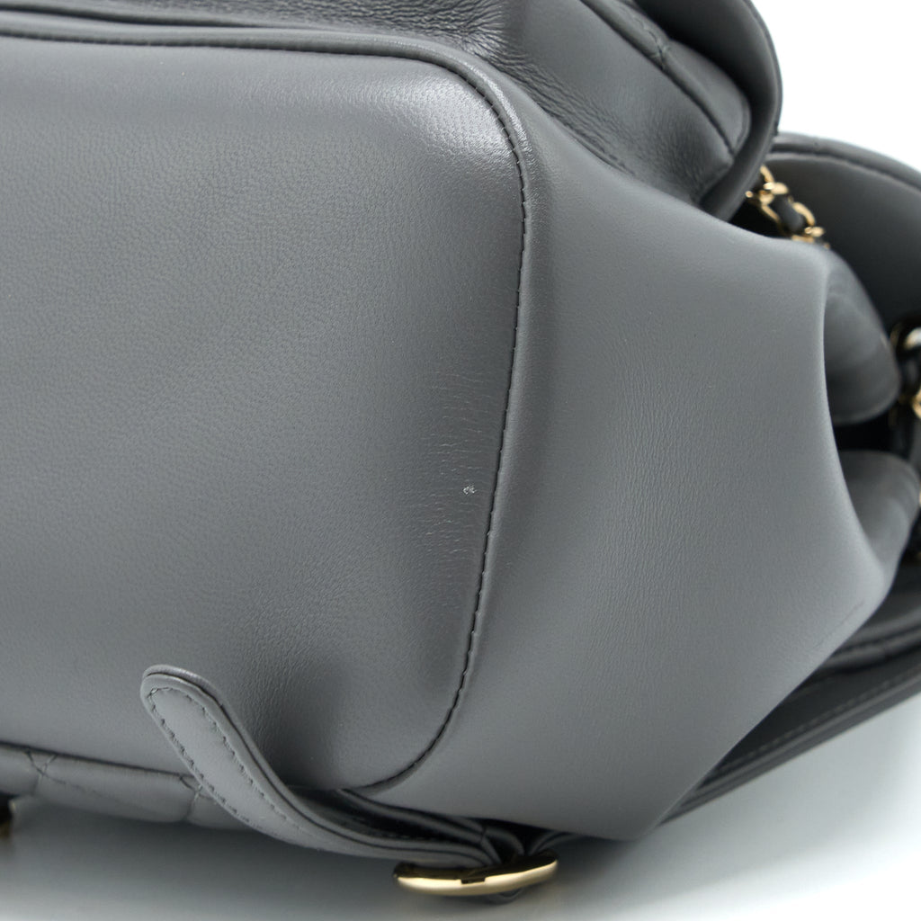 22A MIMI DUMA BACKPACK LAMBSKIN DARK GREY LGHW (MICROCHIP)