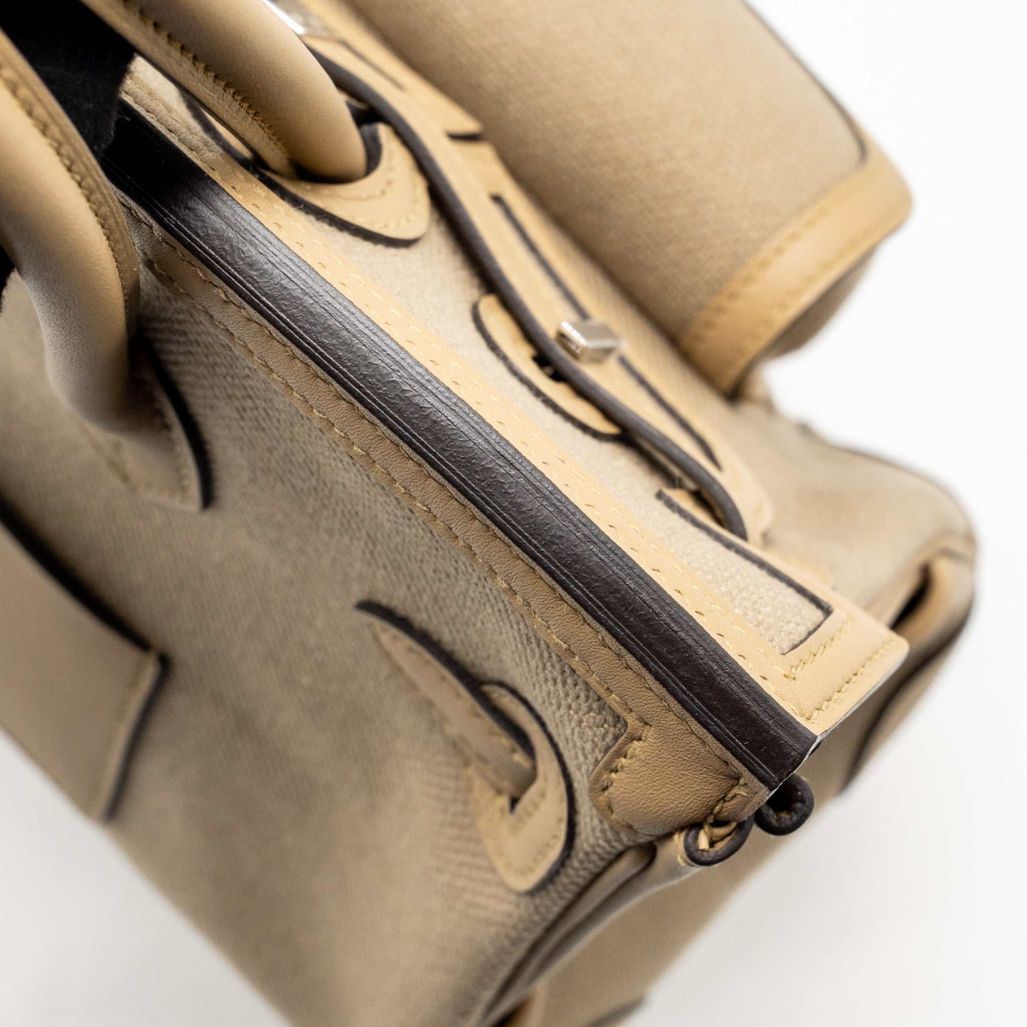 HERMES BIRKIN 25 CARGO TOILE GOELAND/SWIFT BEIGE MARFA/POUSSIERE SHW
