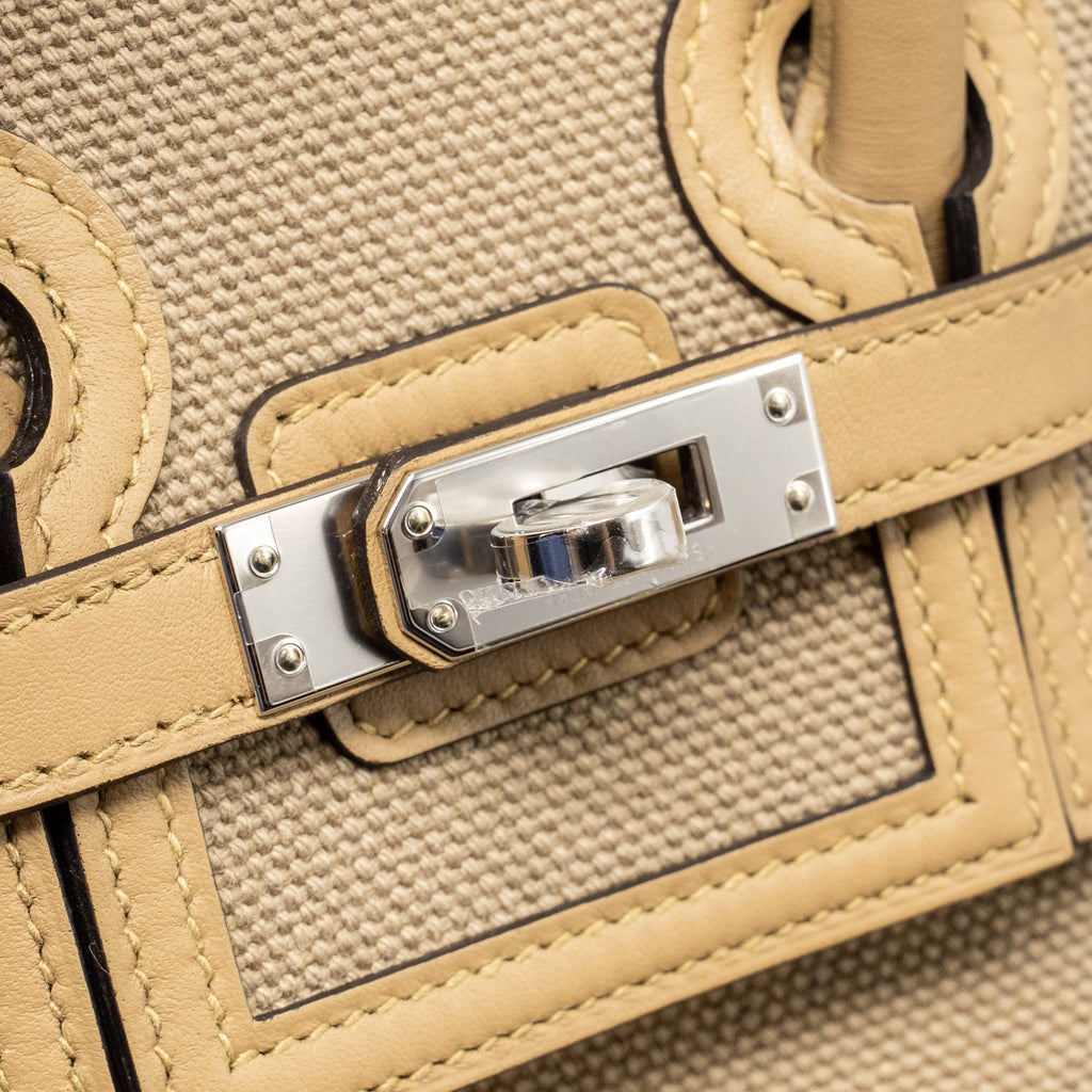 HERMES BIRKIN 25 CARGO TOILE GOELAND/SWIFT BEIGE MARFA/POUSSIERE SHW