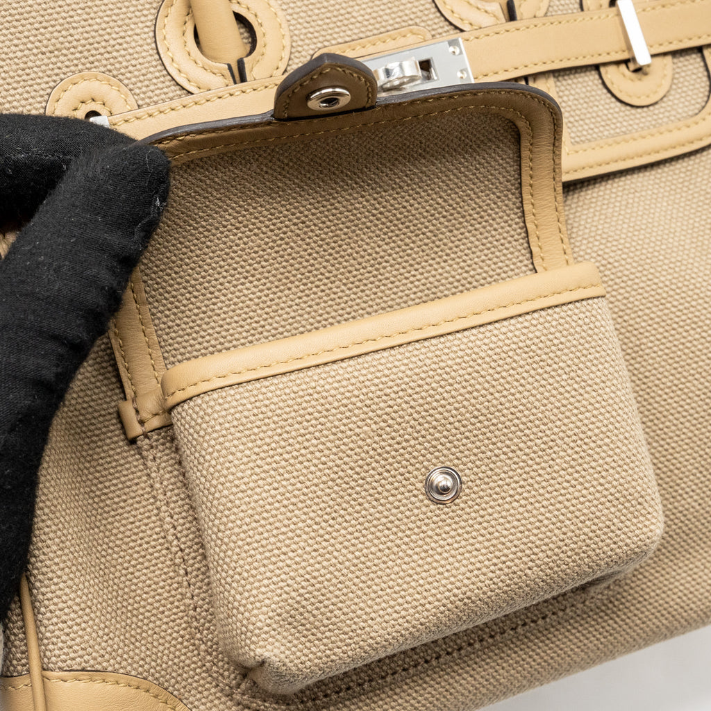 HERMES BIRKIN 25 CARGO TOILE GOELAND/SWIFT BEIGE MARFA/POUSSIERE SHW