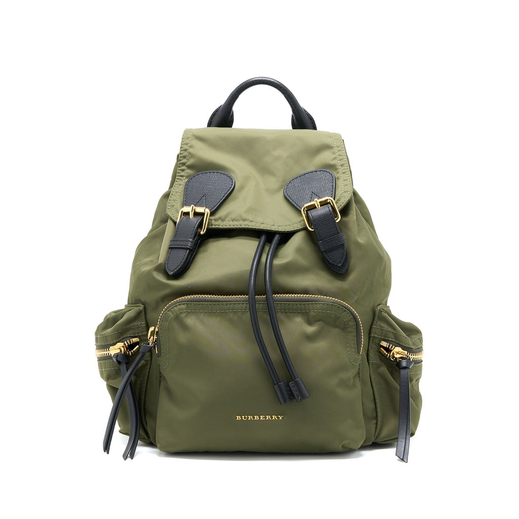 MEDIUM RUCKSACK BACKPACK NYLON OLIVE GREEN GHW