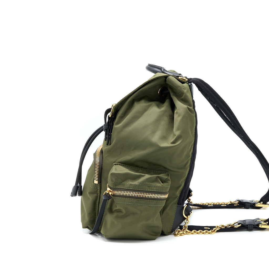 MEDIUM RUCKSACK BACKPACK NYLON OLIVE GREEN GHW