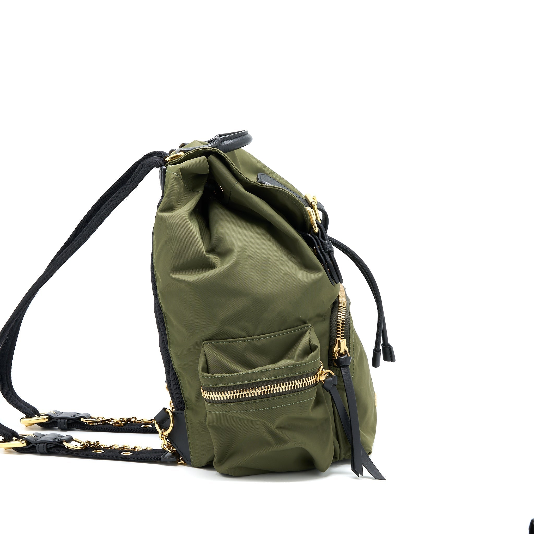 MEDIUM RUCKSACK BACKPACK NYLON OLIVE GREEN GHW