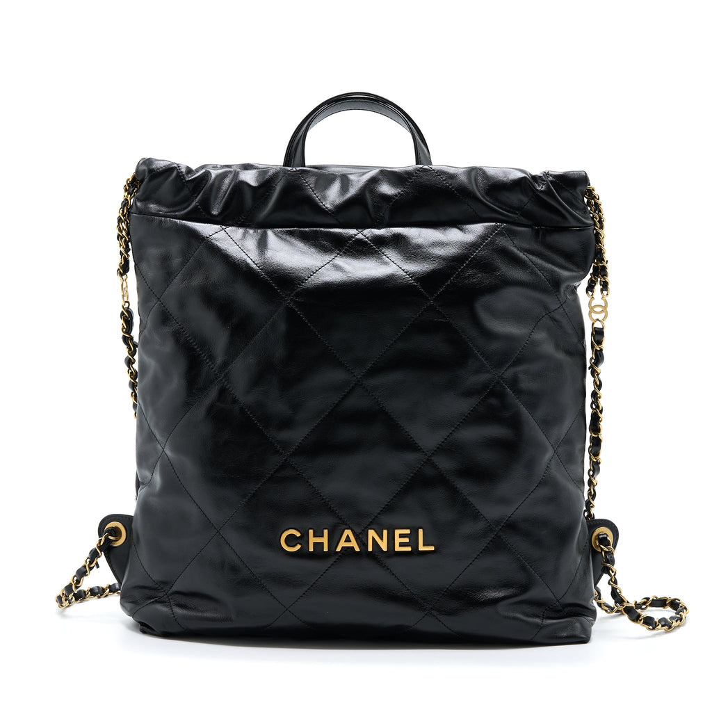 22 BACKPACK SHINY CALFSKIN BLACK BRUSHED GHW (MICROCHIP)