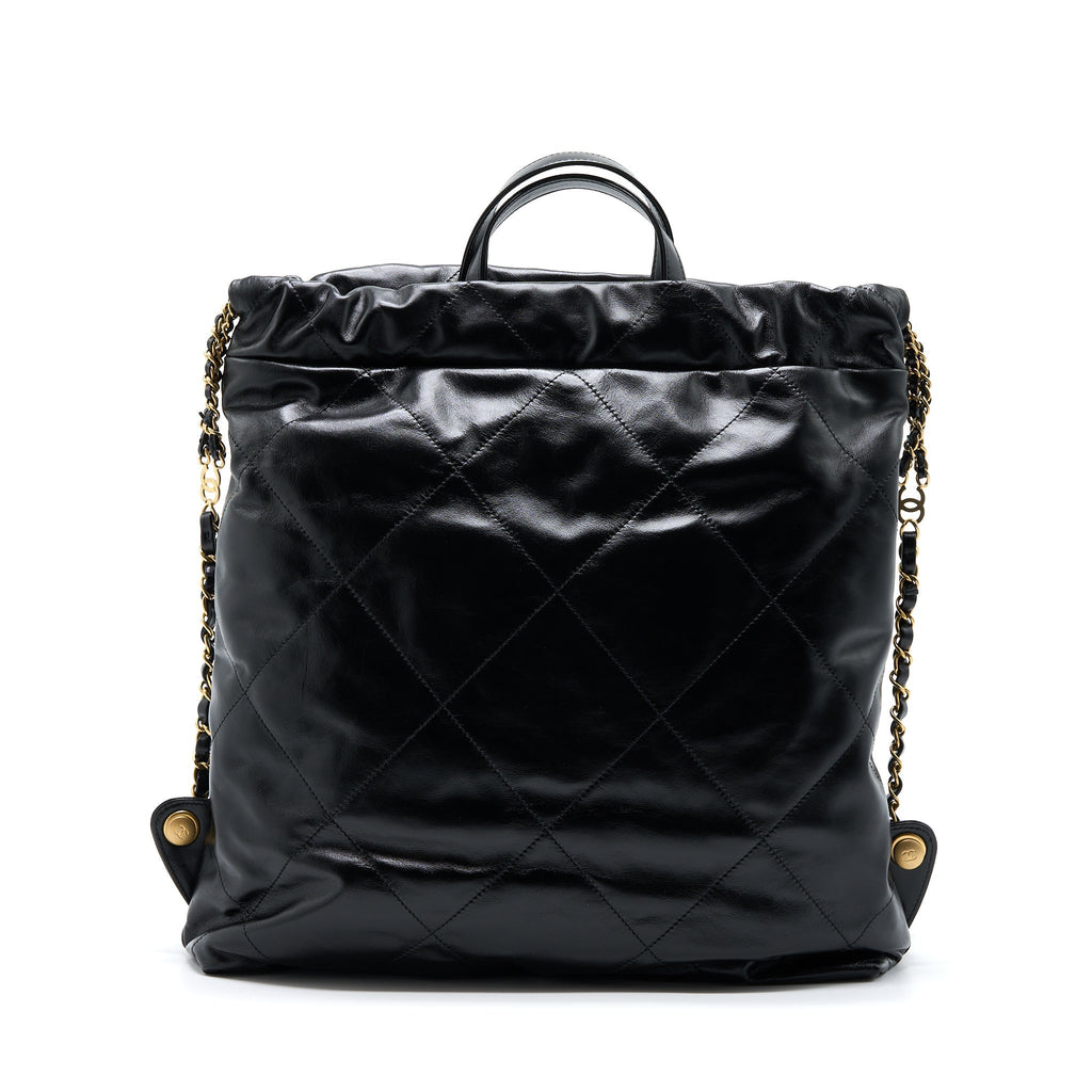 22 BACKPACK SHINY CALFSKIN BLACK BRUSHED GHW (MICROCHIP)