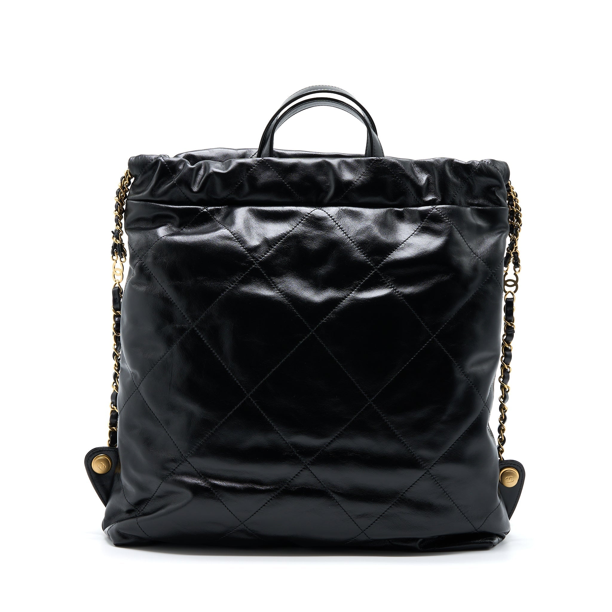 22 BACKPACK SHINY CALFSKIN BLACK BRUSHED GHW (MICROCHIP)