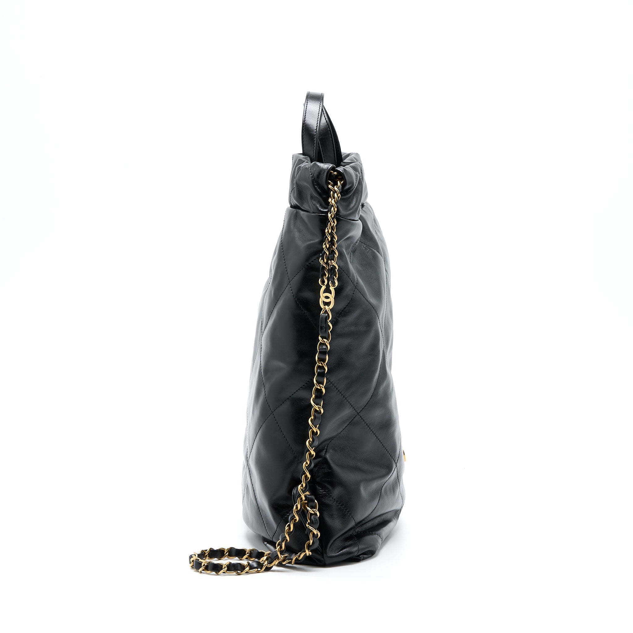 22 BACKPACK SHINY CALFSKIN BLACK BRUSHED GHW (MICROCHIP)