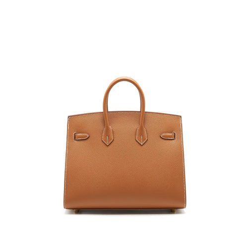 HERMES BIRKIN 25 SELLIER GOLD WITH GHW EPSOM LEATHER