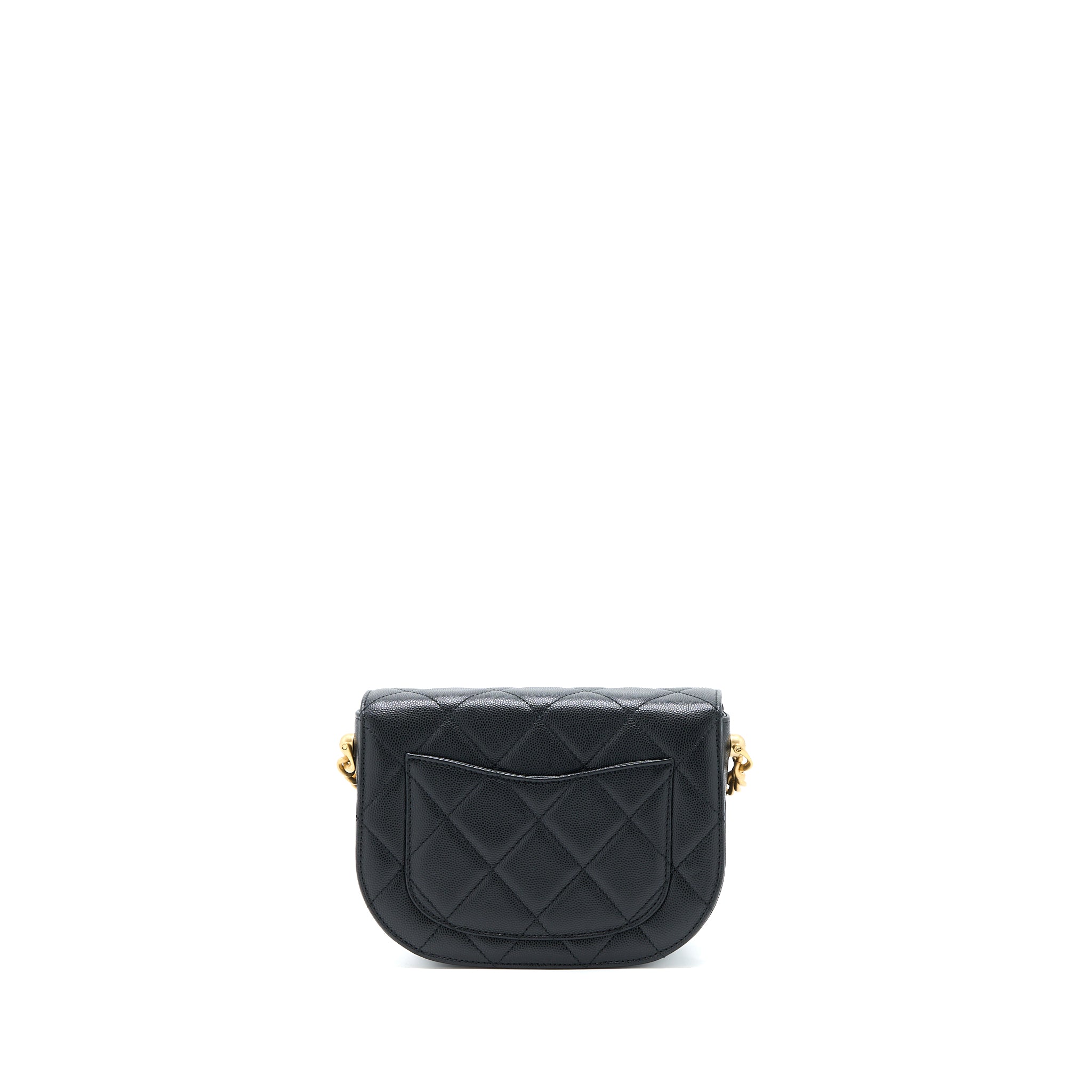 22B ROUND MESSENGER BAG GRAINED CALFSKIN BLACK BRUSHED GHW (MICROCHIP)