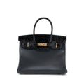 HERMES BIRKIN 30 SHINY TOUCH CROCODILE NILOTICUS/TAIRULLON NOVILLO BLACK RGHW