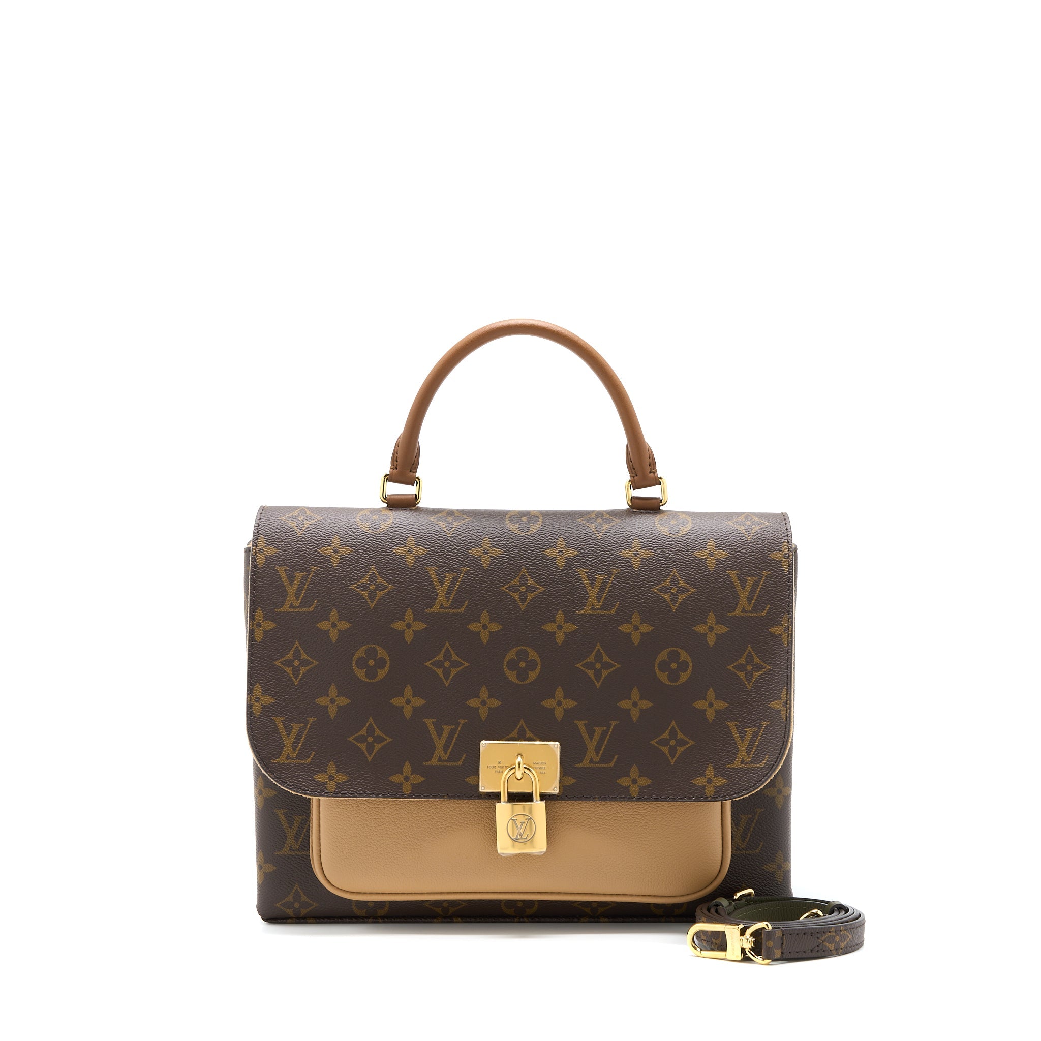 MARIGNAN TOP HANDLE MESSENGER BAG MONOGRAM CANVAS BROWN GHW