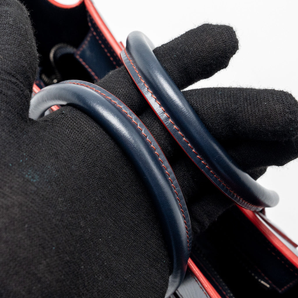 NANO LUGGAGE BAG CALFSKIN NAVY / RED SHW