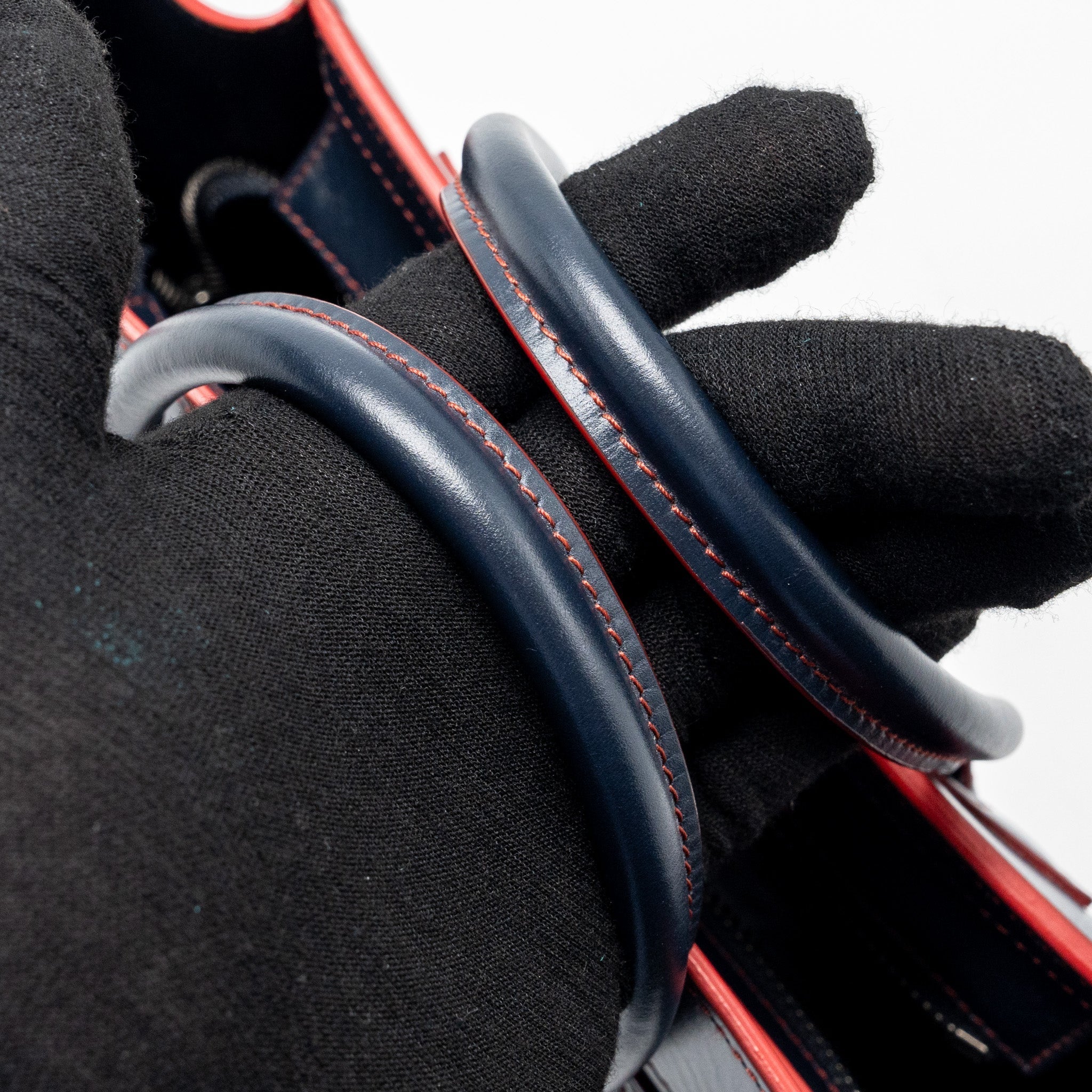 NANO LUGGAGE BAG CALFSKIN NAVY / RED SHW