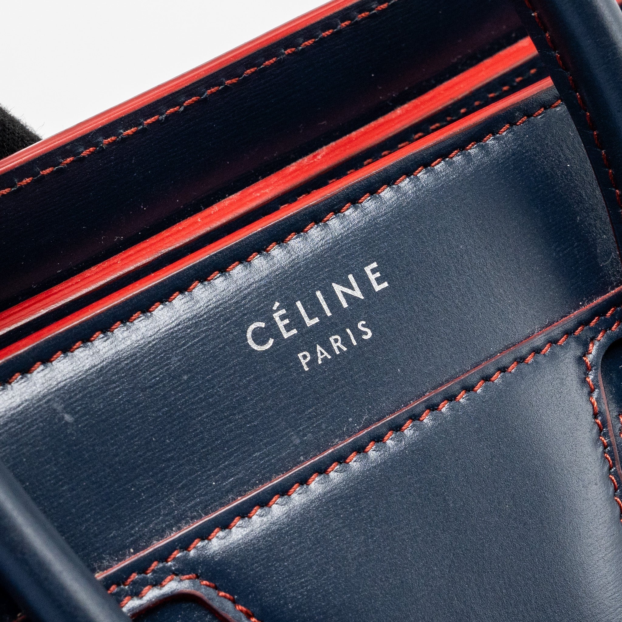 NANO LUGGAGE BAG CALFSKIN NAVY / RED SHW