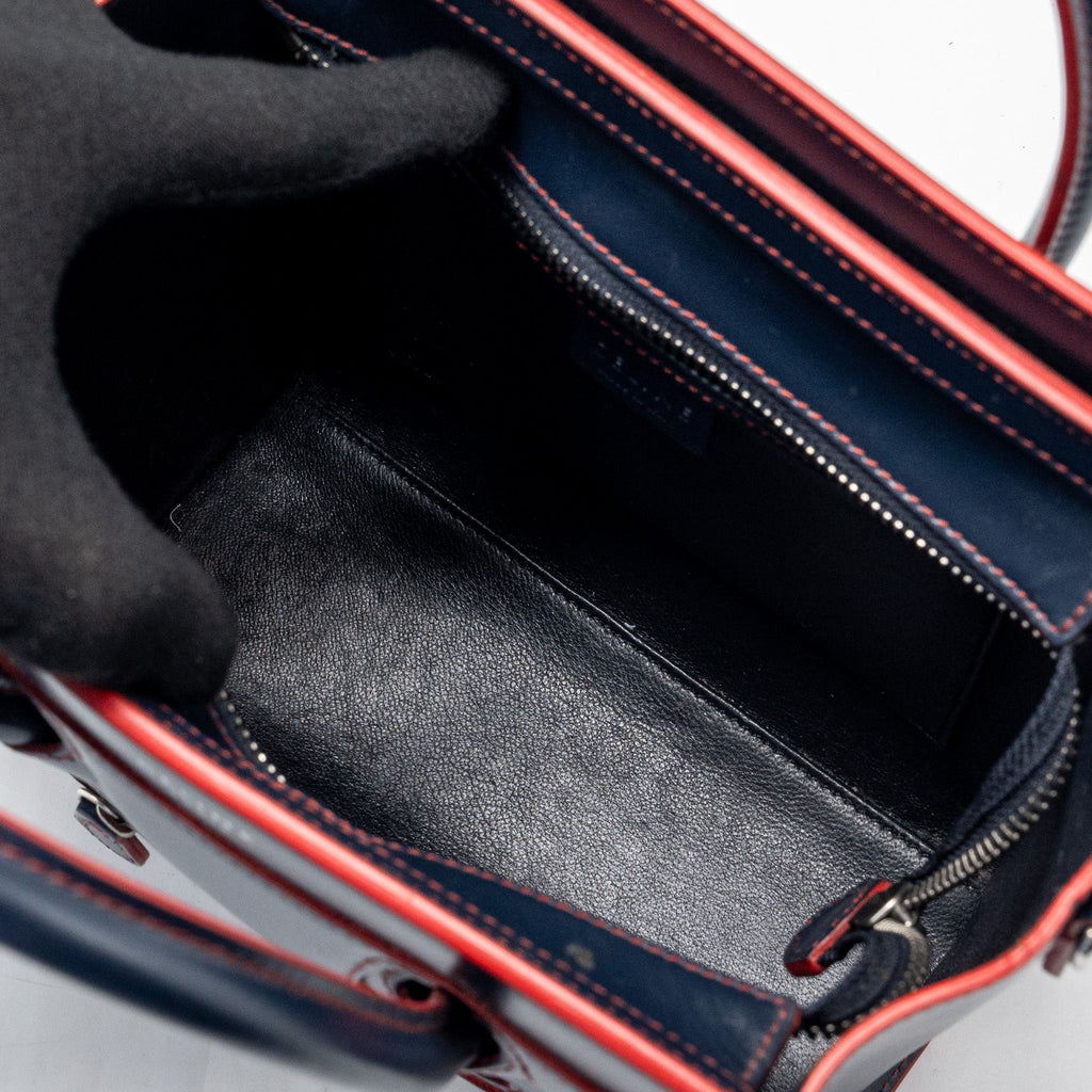 NANO LUGGAGE BAG CALFSKIN NAVY / RED SHW