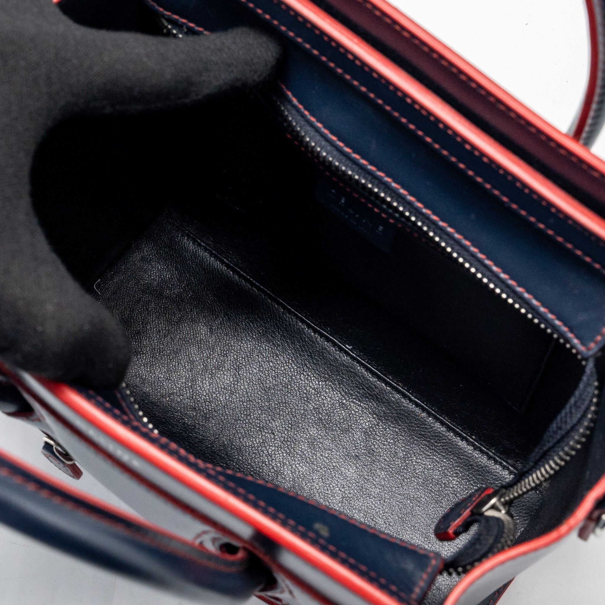 NANO LUGGAGE BAG CALFSKIN NAVY / RED SHW