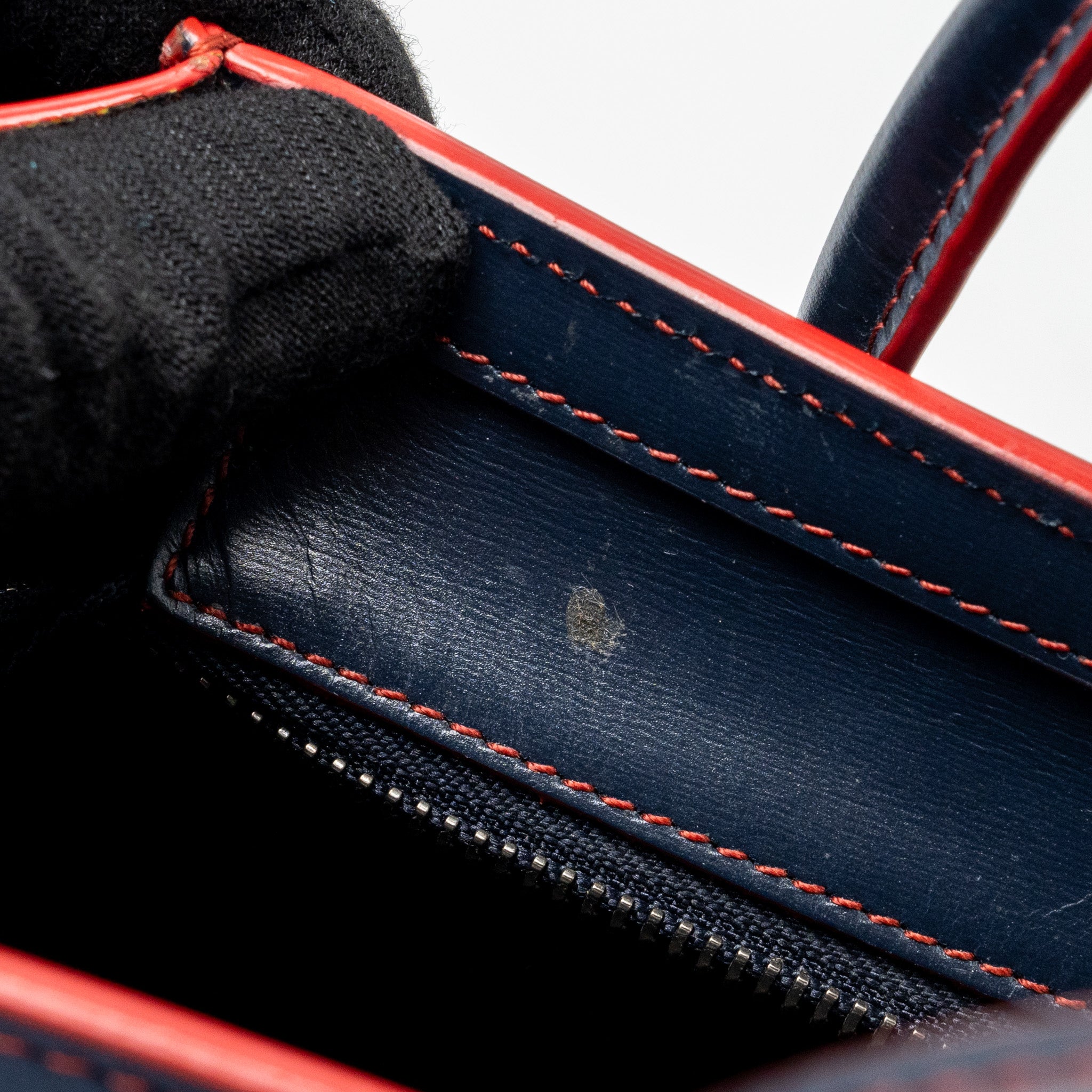 NANO LUGGAGE BAG CALFSKIN NAVY / RED SHW