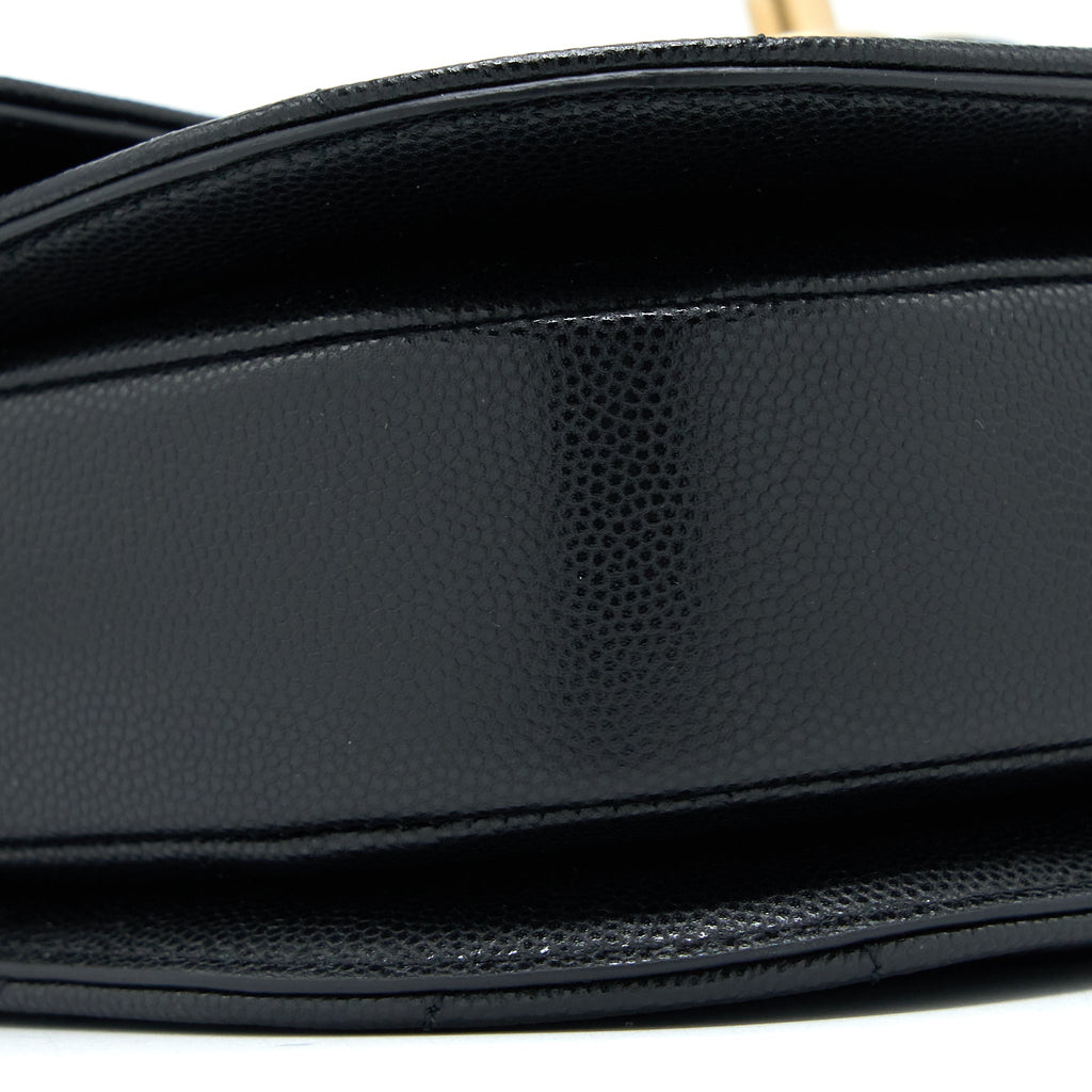 22B ROUND MESSENGER BAG GRAINED CALFSKIN BLACK BRUSHED GHW (MICROCHIP)