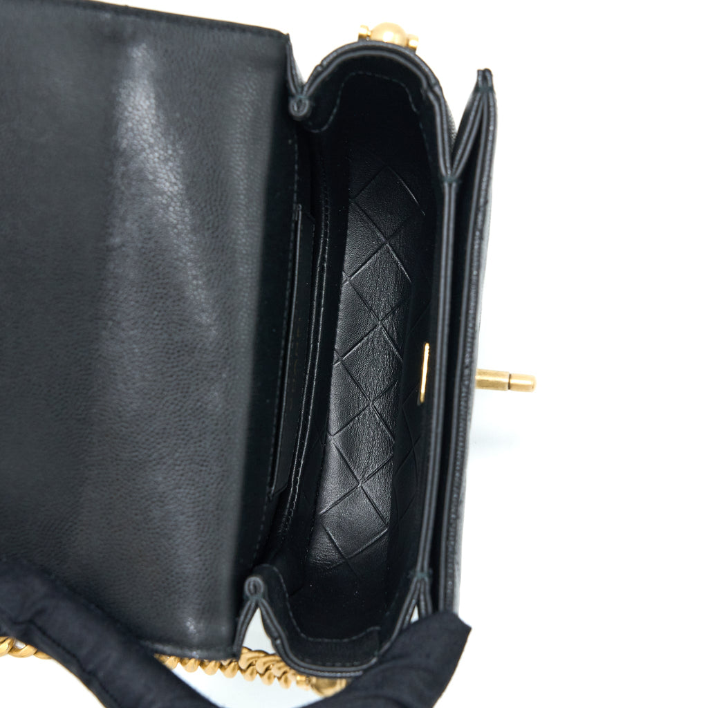 22B ROUND MESSENGER BAG GRAINED CALFSKIN BLACK BRUSHED GHW (MICROCHIP)