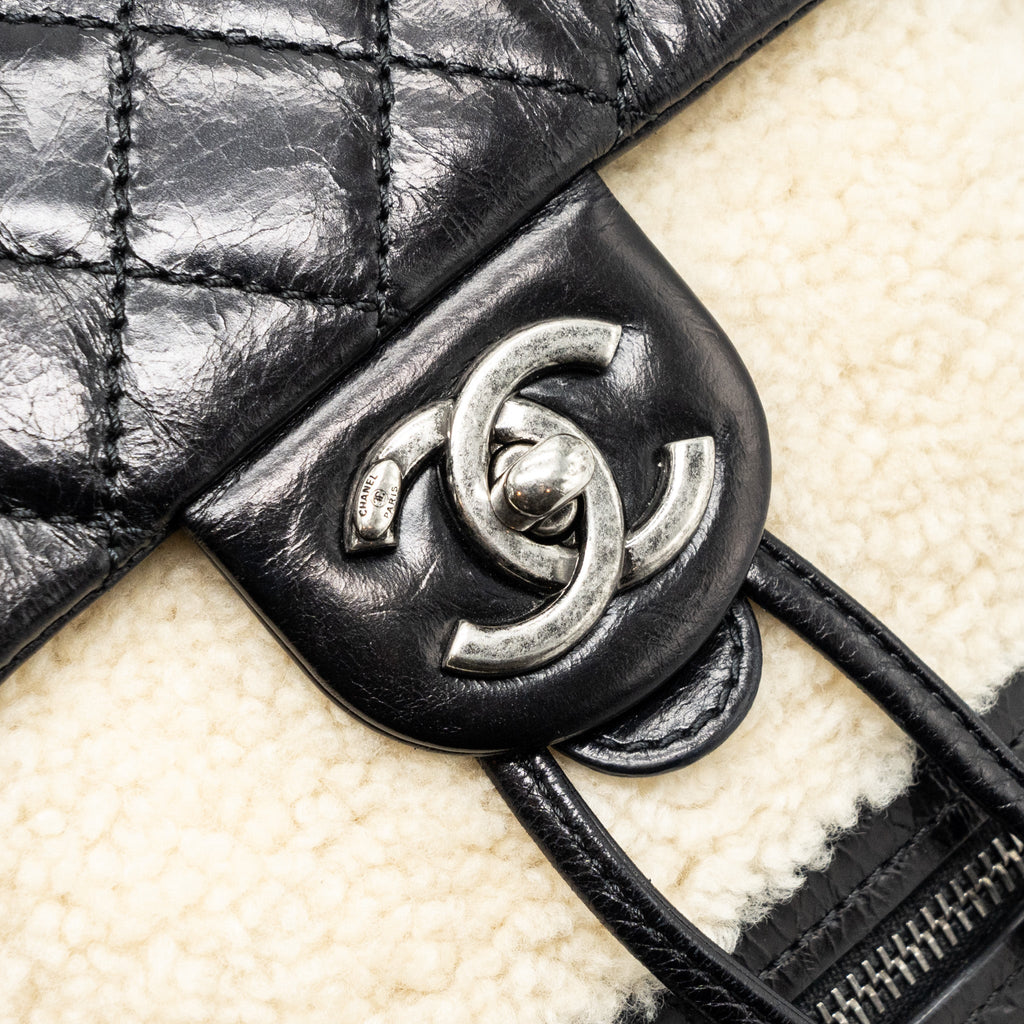 SMALL MOUNTAIN BACKPACK QUILTED CALFSKIN / SHEARLING MULTICOLOUR RUTHENIUM HARDWARE