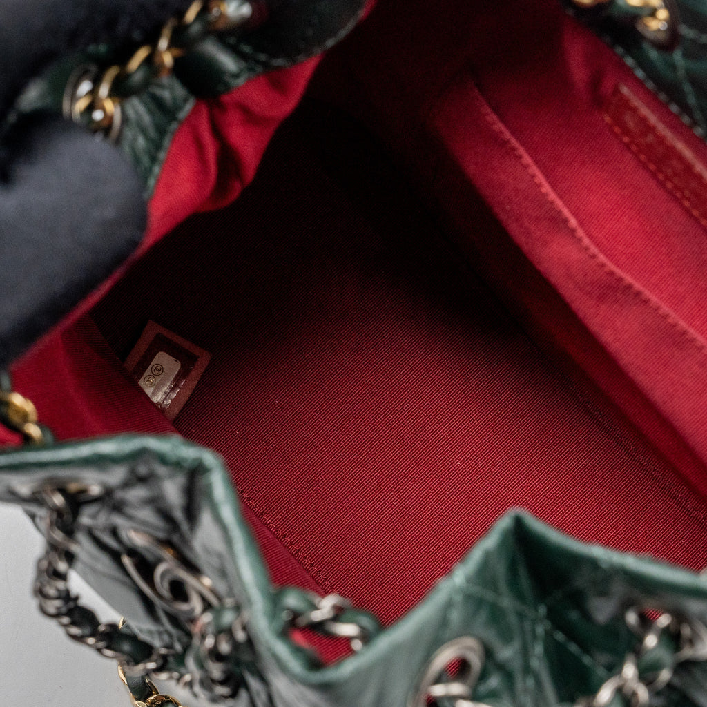 SMALL GABRIELLE BACKPACK AGED CALFSKIN DARK GREEN MULTICOLOUR HARDWARE