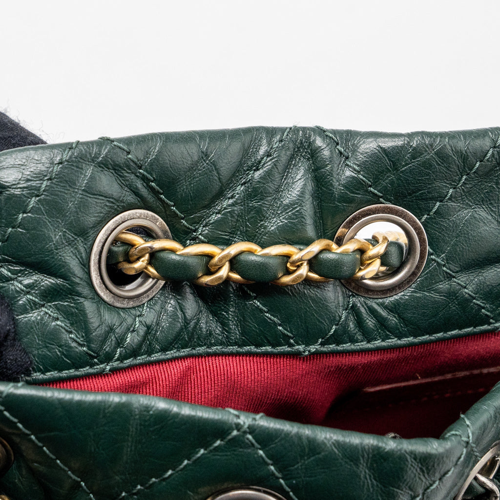 SMALL GABRIELLE BACKPACK AGED CALFSKIN DARK GREEN MULTICOLOUR HARDWARE