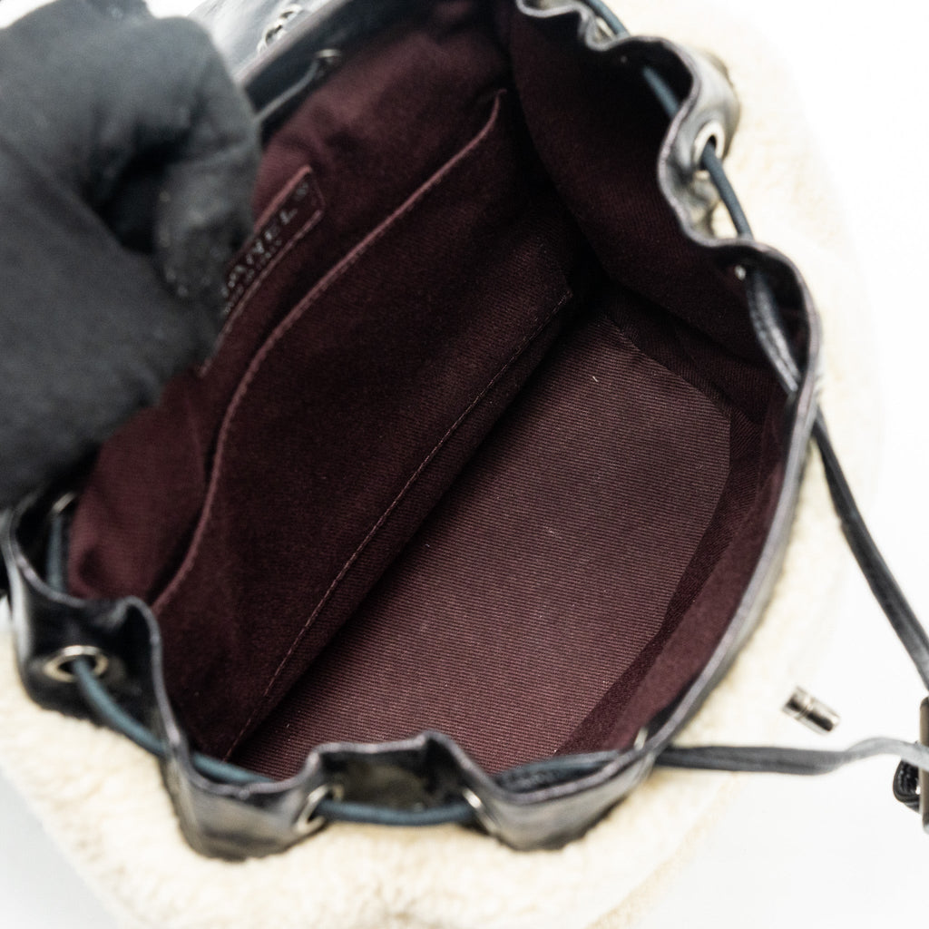 SMALL MOUNTAIN BACKPACK QUILTED CALFSKIN / SHEARLING MULTICOLOUR RUTHENIUM HARDWARE