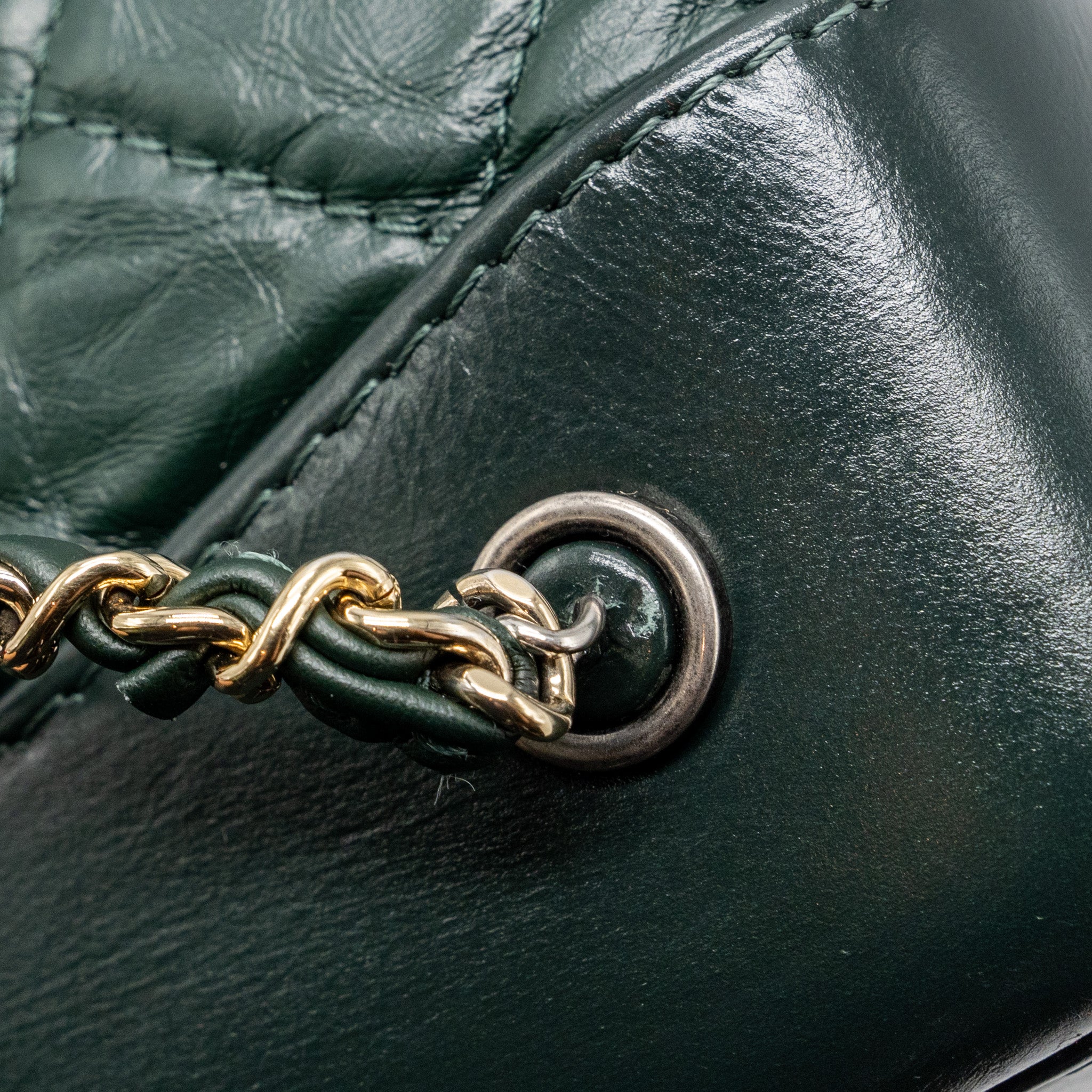 SMALL GABRIELLE BACKPACK AGED CALFSKIN DARK GREEN MULTICOLOUR HARDWARE