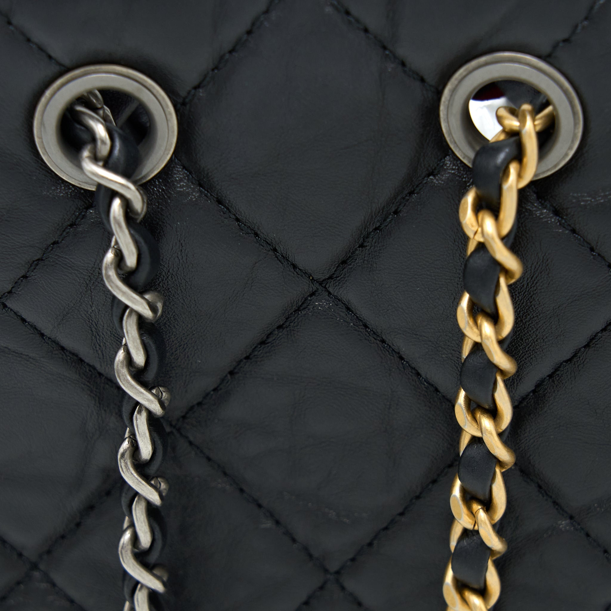 SMALL GABRIELLE BACKPACK AGED CALFSKIN BLACK MULTICOLOR HARDWARE (MICROCHIP)