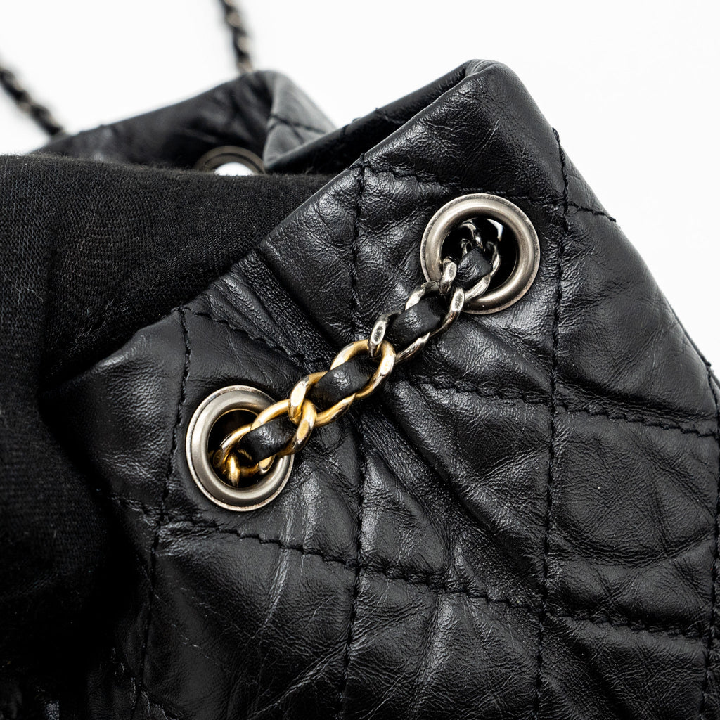 SMALL GABRIELLE BACKPACK AGED CALFSKIN BLACK MULTICOLOR HARDWARE