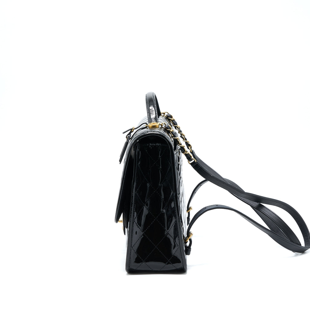 22K LARGE BACKPACK PATENT BLACK BRUSHED GHW (MICROCHIP)