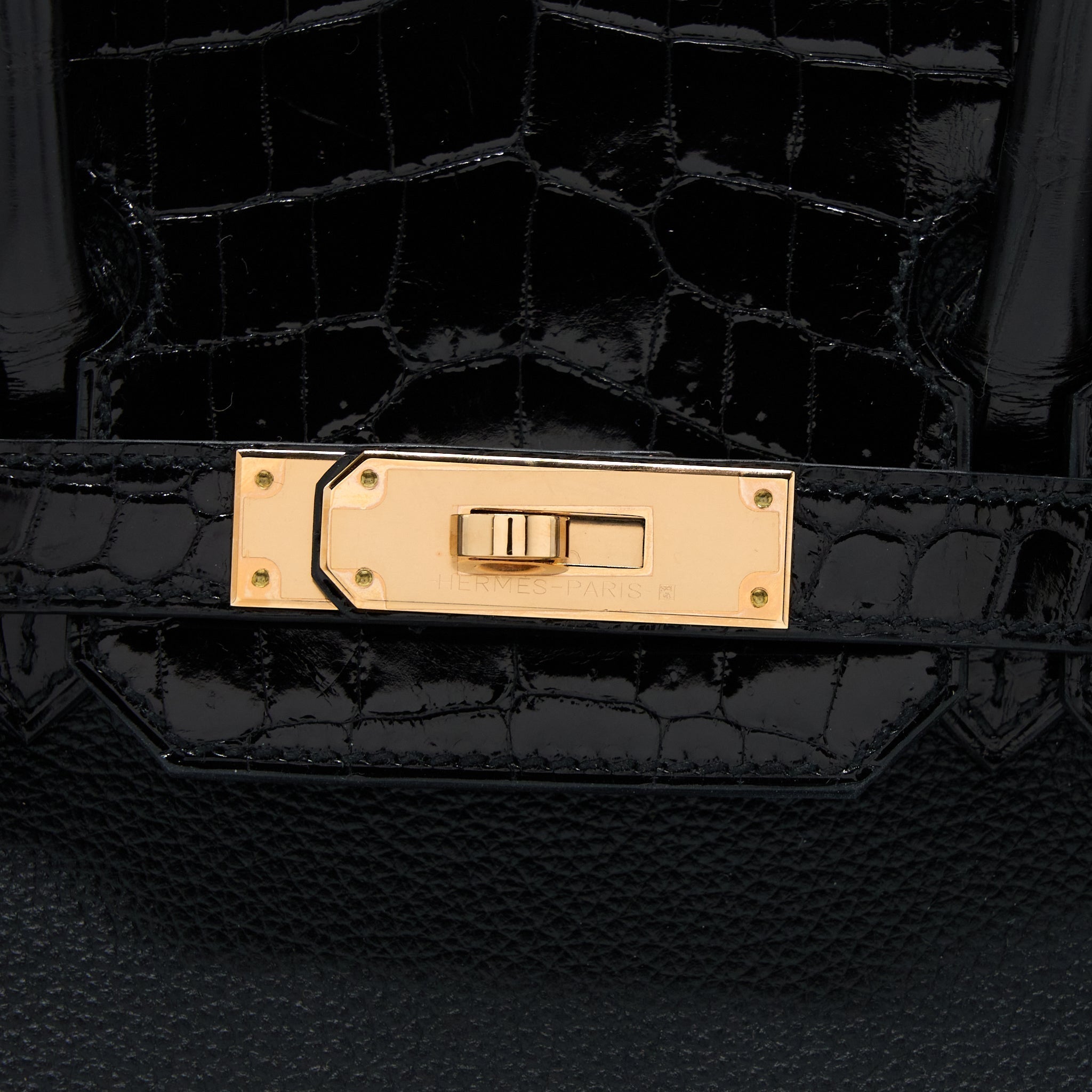 HERMES BIRKIN 30 SHINY TOUCH CROCODILE NILOTICUS/TAIRULLON NOVILLO BLACK RGHW