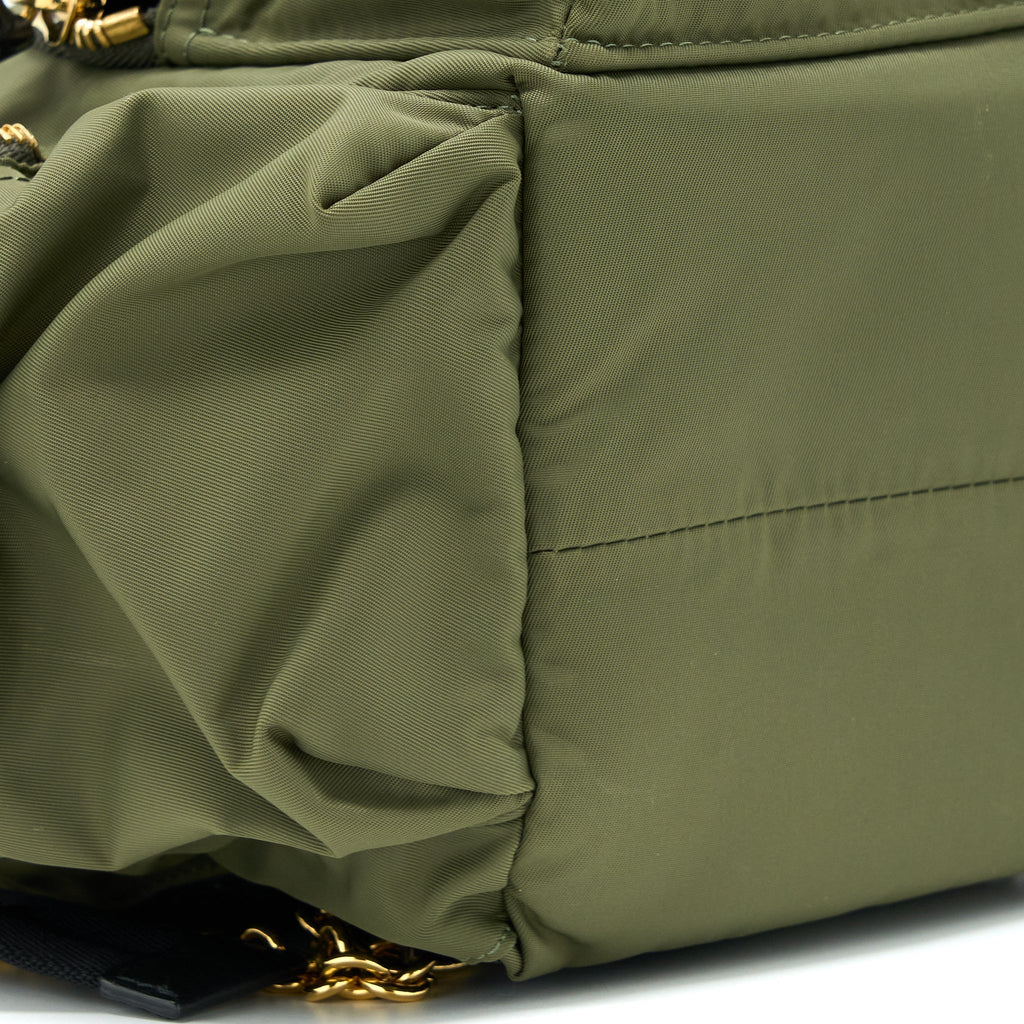 MEDIUM RUCKSACK BACKPACK NYLON OLIVE GREEN GHW