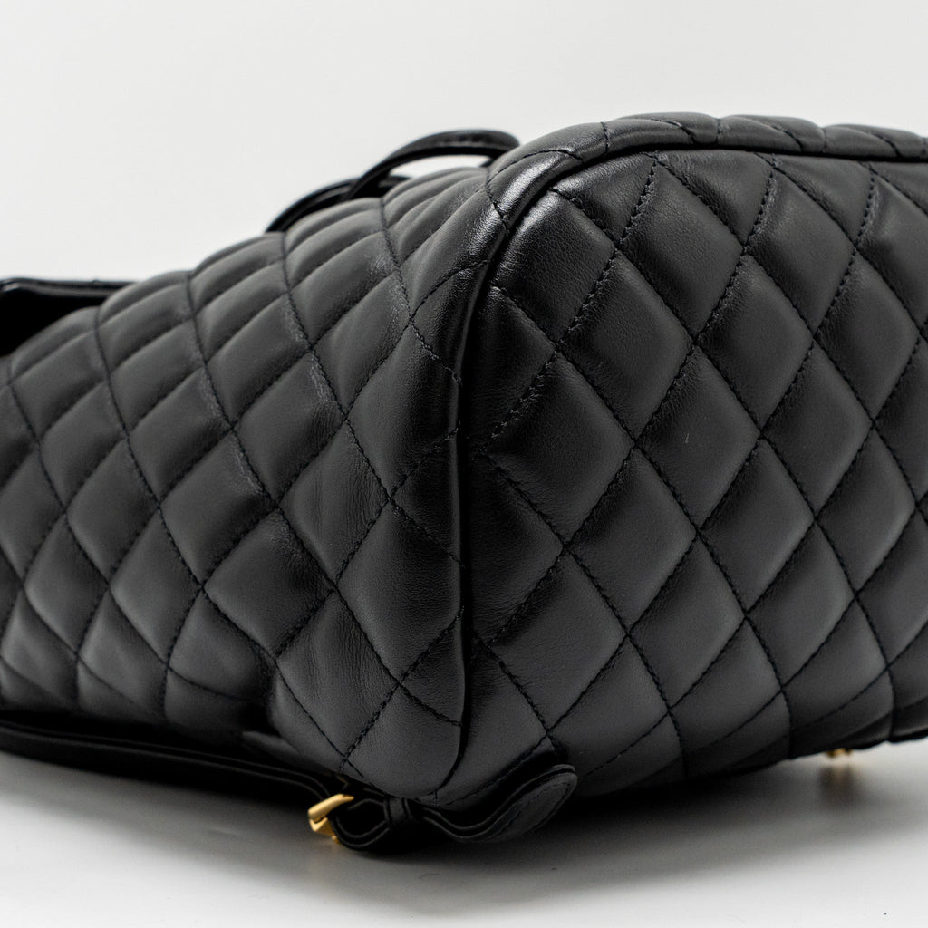 URBAN SPIRIT FLAP BACKPACK LAMBSKIN BLACK GHW