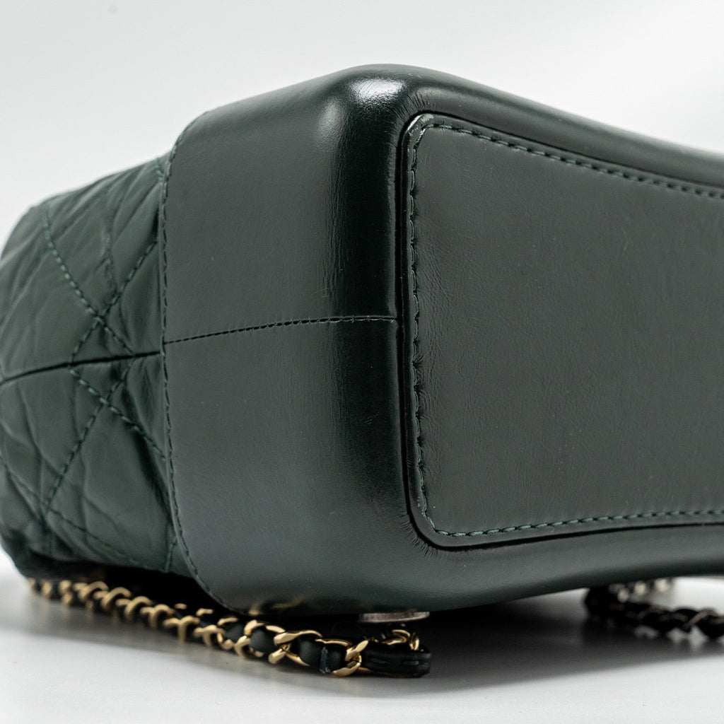 SMALL GABRIELLE BACKPACK AGED CALFSKIN DARK GREEN MULTICOLOR HARDWARE