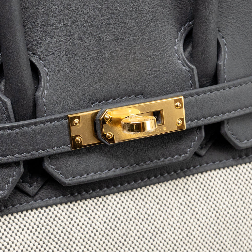HERMES BIRKIN 25 TOILE SWIFT/CANVAS ECRU-ARDOISE/ARDOISE GHW