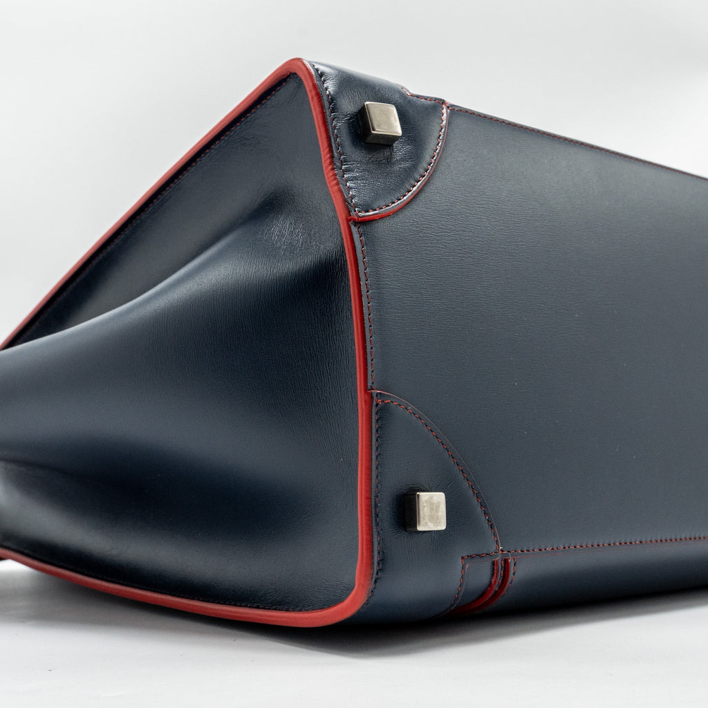 LUGGAGE TOTE BAG CALFSKIN BLUE/RED SHW