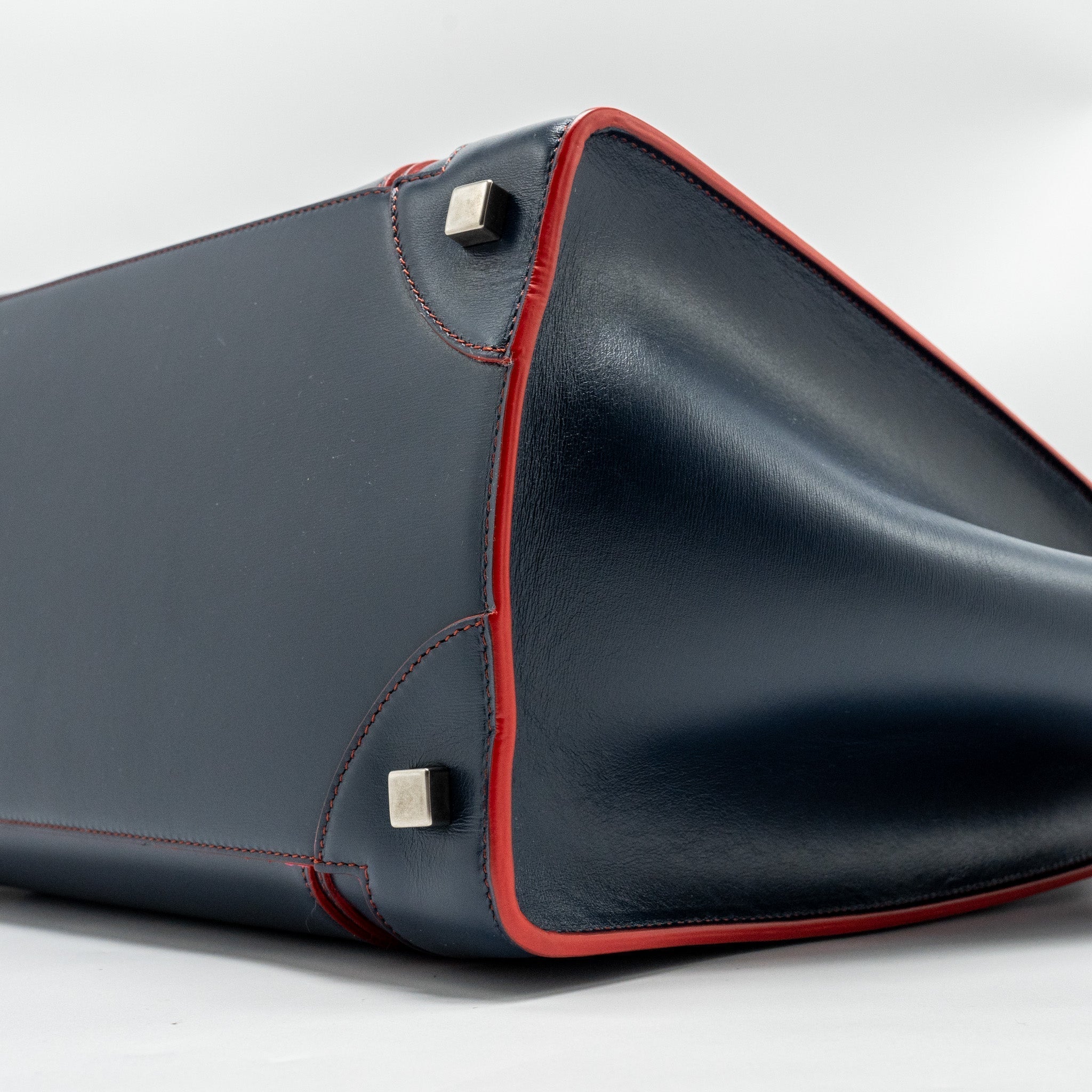LUGGAGE TOTE BAG CALFSKIN BLUE/RED SHW