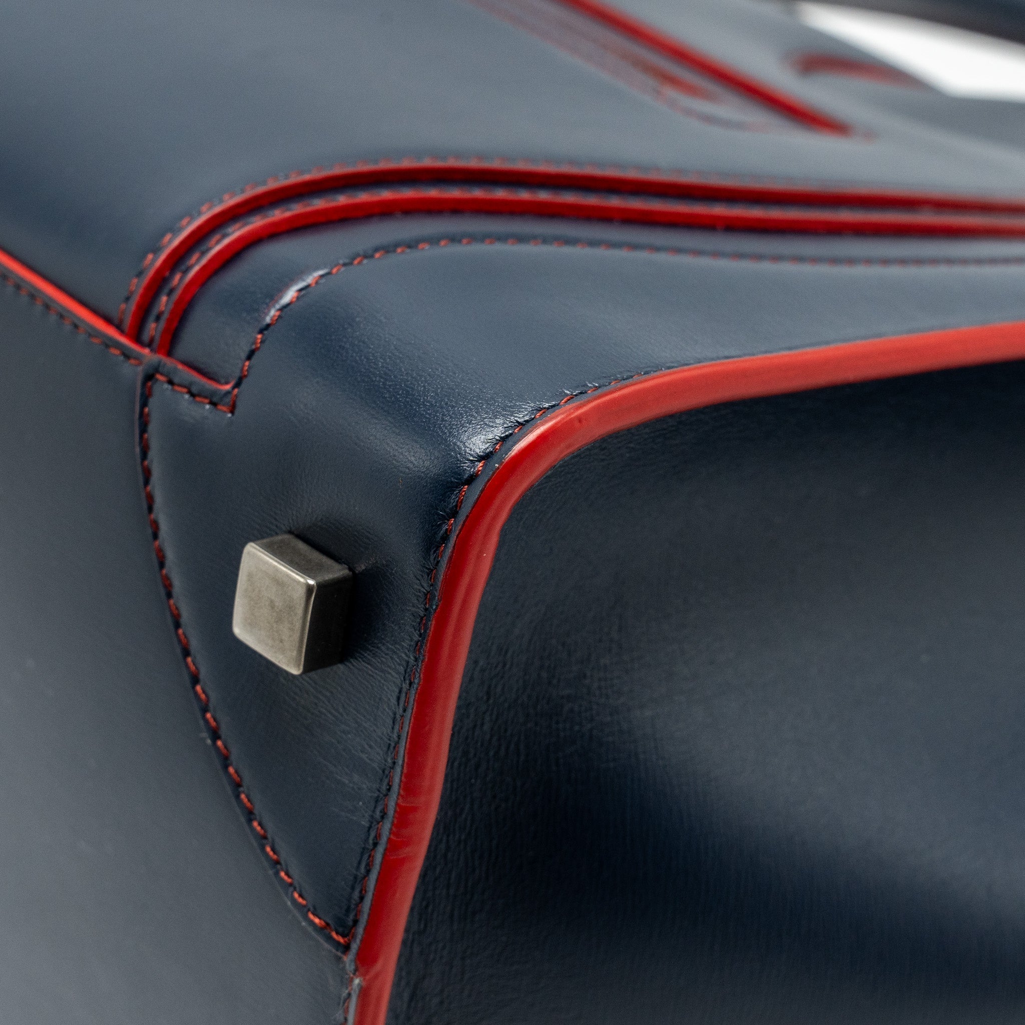 LUGGAGE TOTE BAG CALFSKIN BLUE/RED SHW