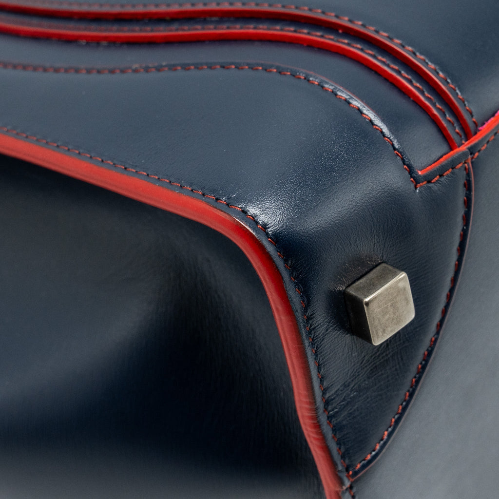 LUGGAGE TOTE BAG CALFSKIN BLUE/RED SHW